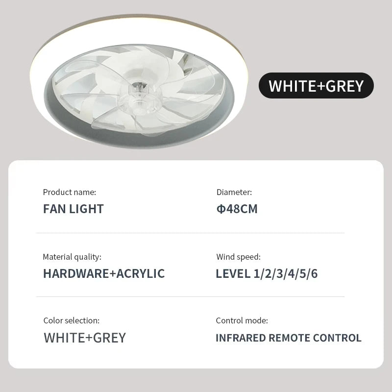 ventilateur led moderne blanc vitesses télécommande infinitegradation salon chambre