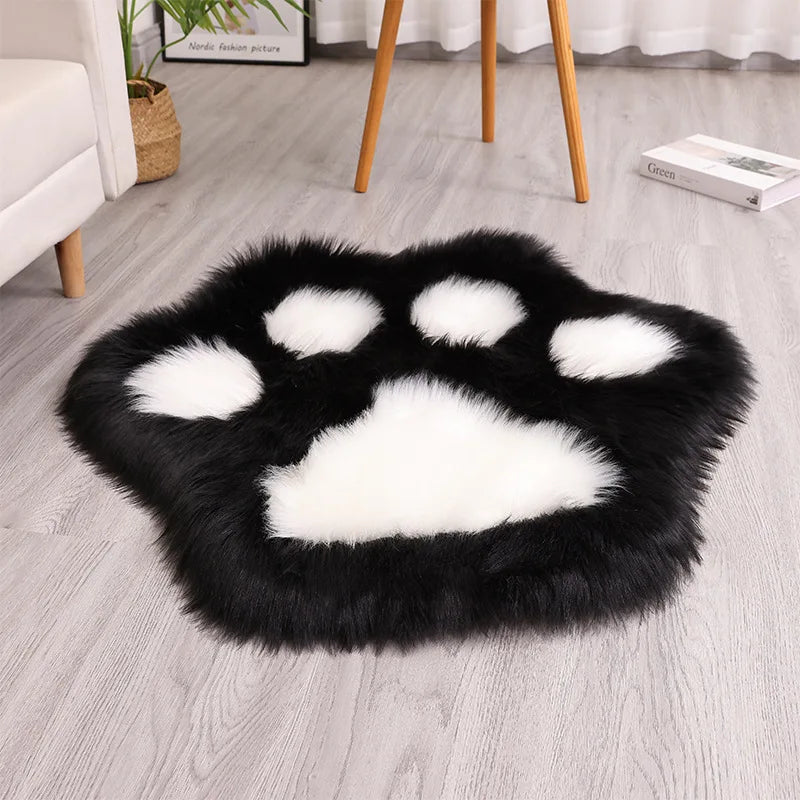 tapis fourrure paws noir blanc gris rose moderne lavable machine doux