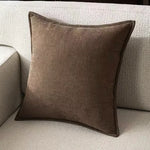 taies d'oreillers carrées velours moderne marron beige orange opaques non toxiques 100% polyester