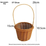 panier tressé marron clair poignée utilisation multiple réutilisable traditionnel maison fleurs rangement