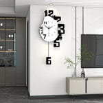 horloge murale numérique minimaliste moderne noire blanche chiffres relief effets découpe cadran lisse fixée