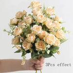 bouquet roses artificielles 30cm soie blanc rose rouge naturel decoration maison vase fleurs intérieur