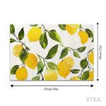 serviettes table blanc jaune automne citrons feuilles vertes fond blanc texture matDecoratorHomeUseSetOf4