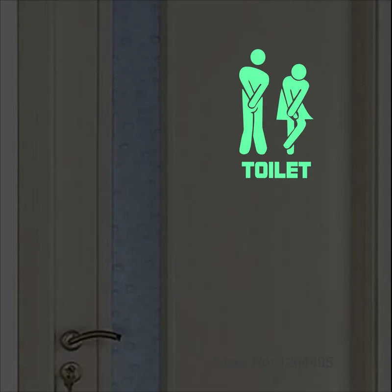 autocollant mural brillant nuit porte toilette salle bain indicateur wc fluo personnes urgence toilet