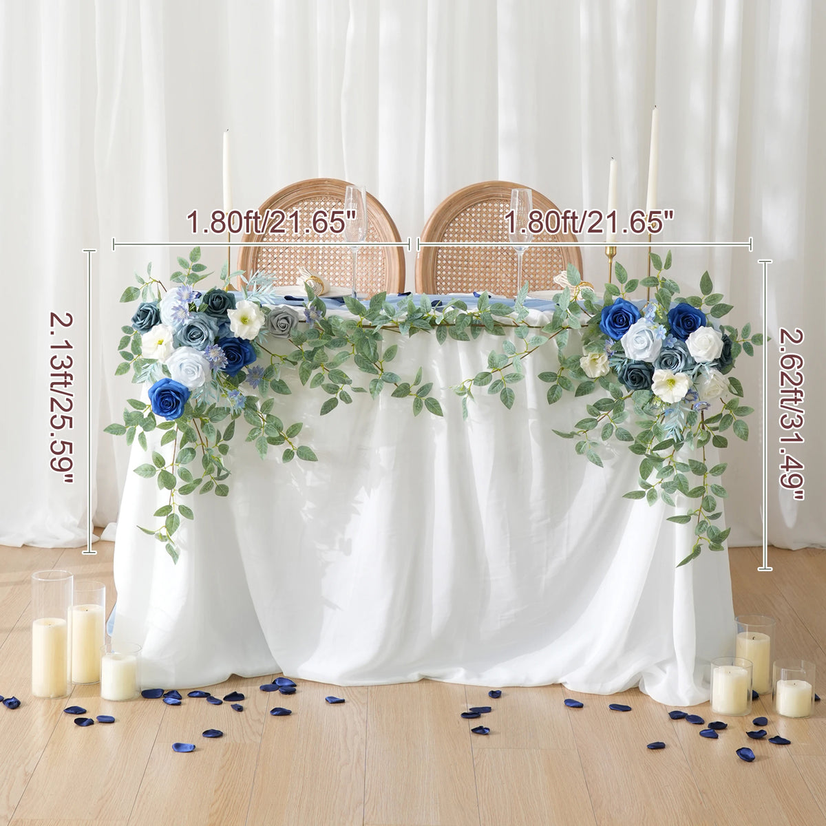 décoration romantique table mariage fleurs artificielles roses feuilles vertes bougies
