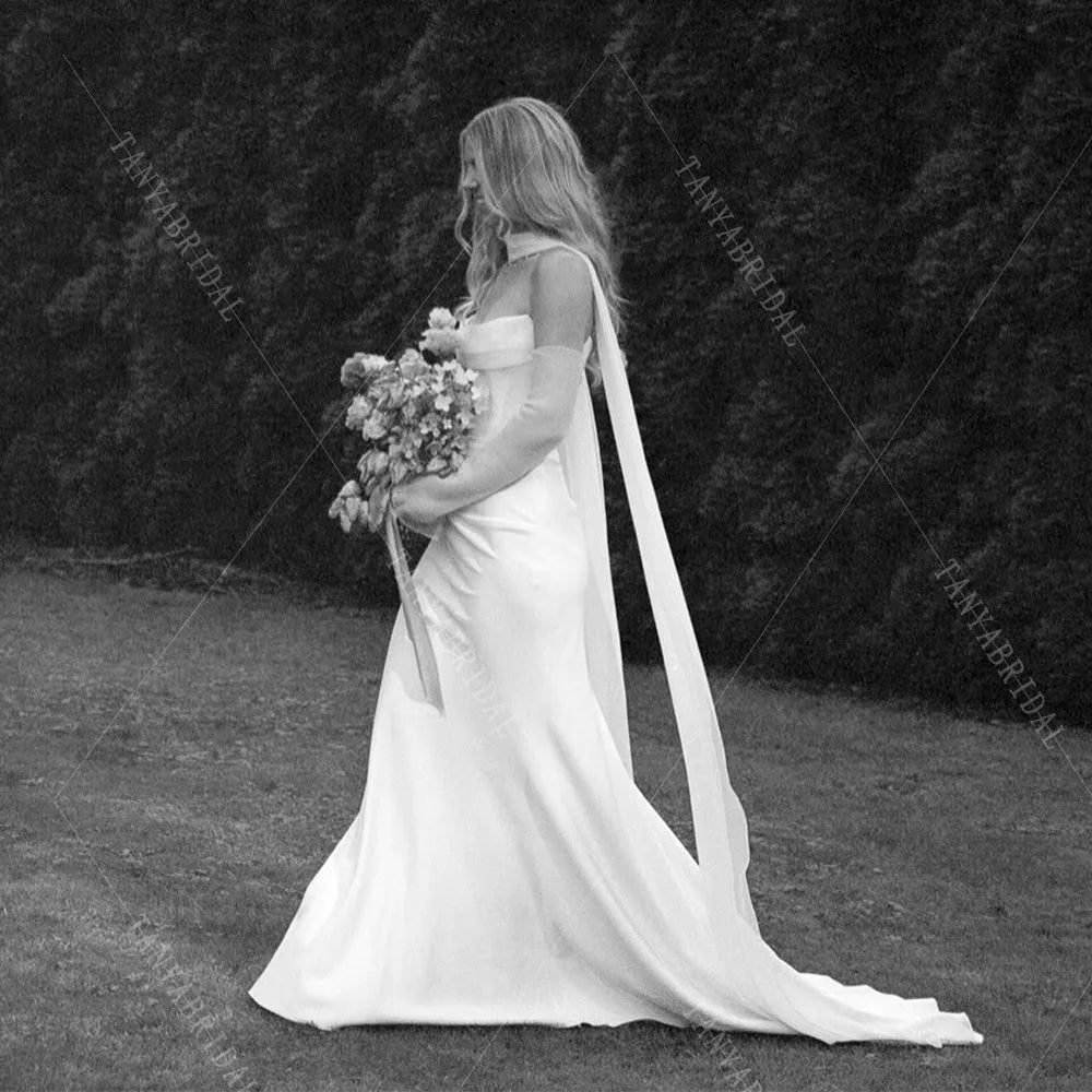 écharpe mariée voile blanc longue robe mariée élégante bohème