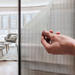 rideau translucide moderne rayures verticales blanc isolation thermique uv protection DIY