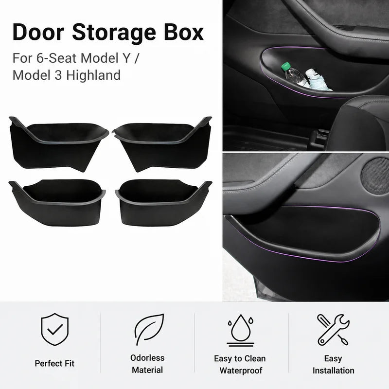 boîtes rangement porte voiture tesla noir mat contemporain clips sécurité