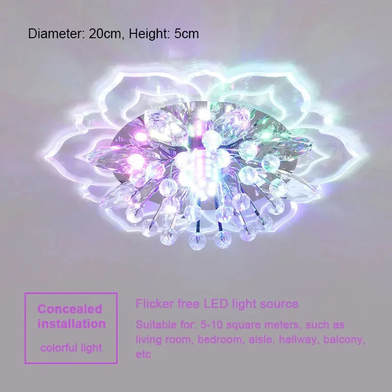 lampe moderne transparente cristal fleur dorée élégante LED autoinstallation chambre salon