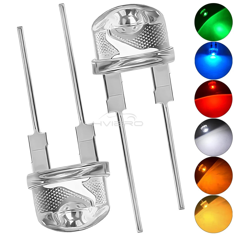 Diodes led 8mm bleu vert rouge blanc jaune ultra lumineuses lots grandes quantités