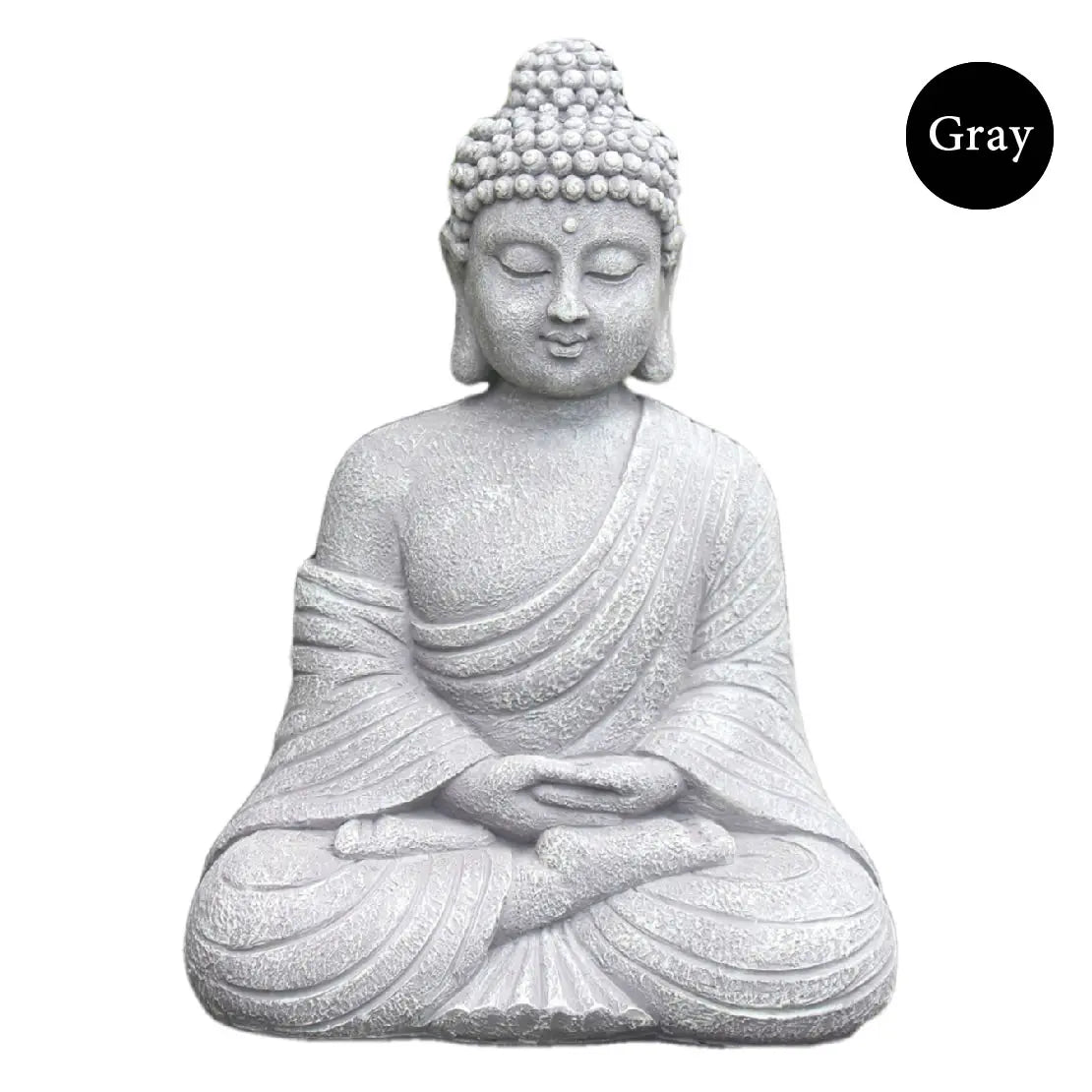 statue bouddha résine gris clair vintage zen jardin intérieur décorationextérieur texturé asie