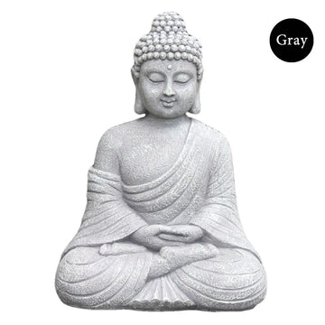 statue bouddha résine gris clair vintage zen jardin intérieur décorationextérieur texturé asie