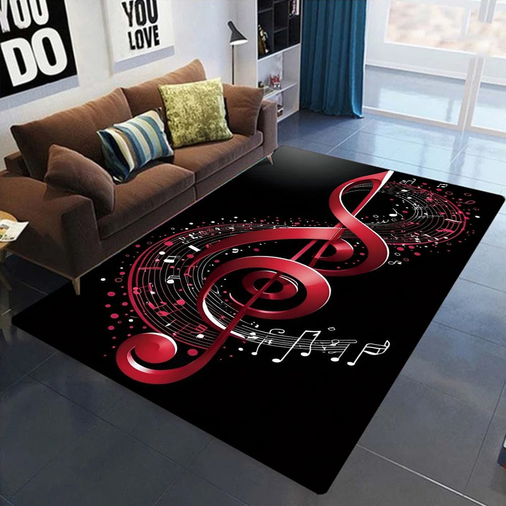 tapis moderne notes musicales polyester polypropylène salon chambre bleu rouge violet