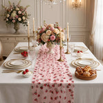 table table rose fraises feuilles vertes transparente moderne mariage festif