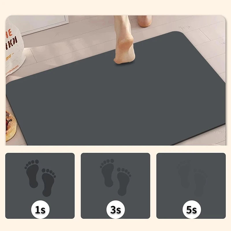 tapis sol gris moderne imprimé pieds antidérapant absorbant séchage rapide PVC