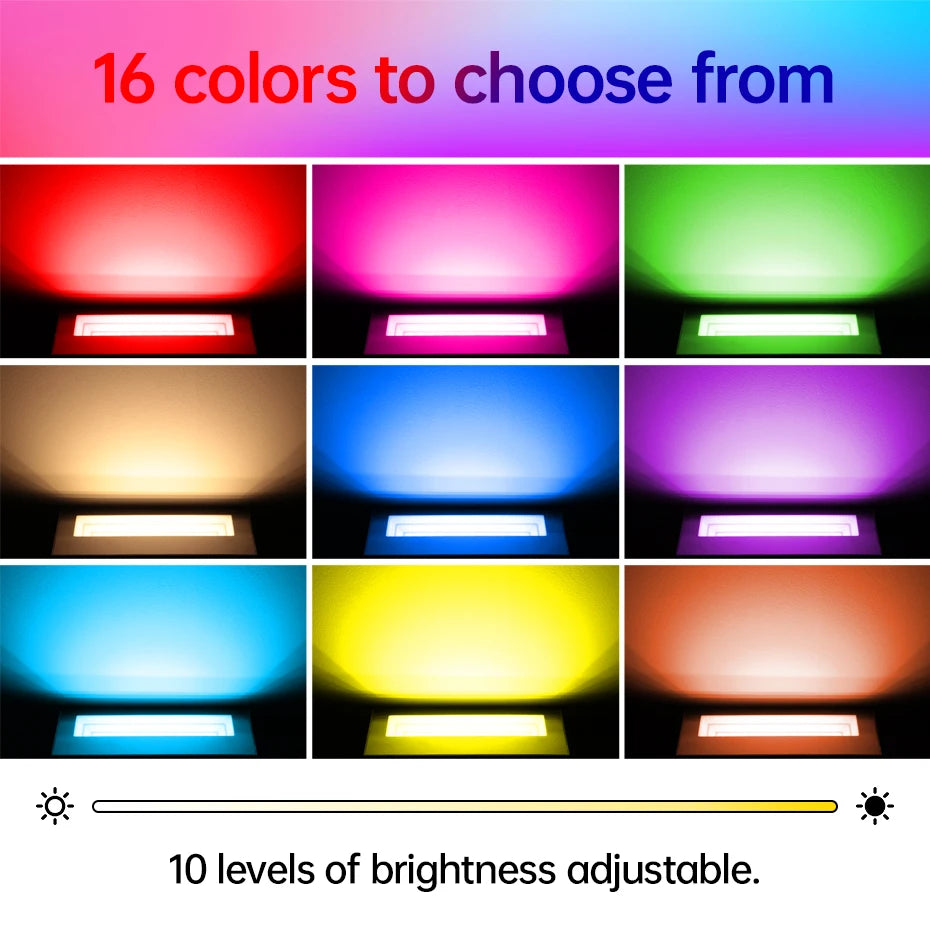 projecteur led rgb ip66 étanche extérieur télécommande réglage luminosité noir moderne