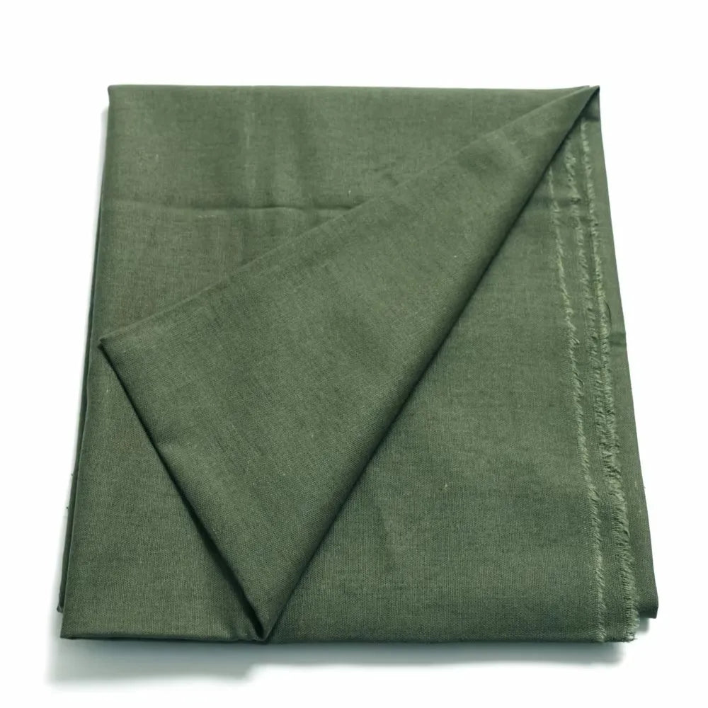 tissu lin coton vert olive uni 140cm large antimicrobien controle odeurs bricolage popeline biologique