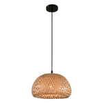 lampe suspendue tissage bambou moderne rustique naturel noir étain E26 E27