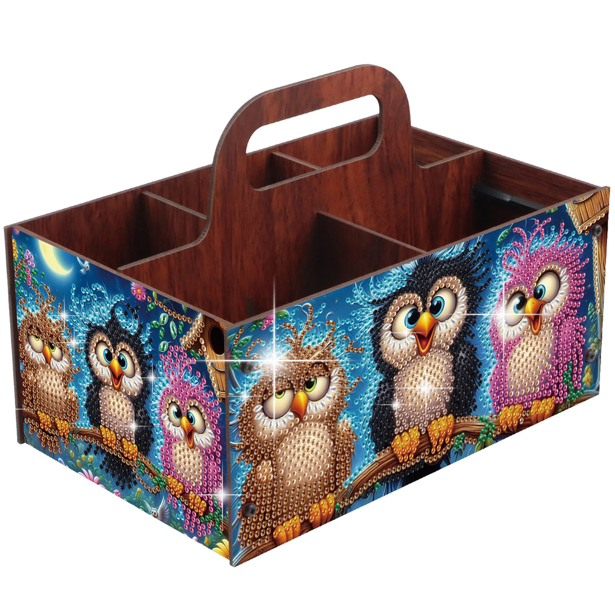 boîtes rangement multicolores imprimées florales animaux oiseaux moderne poignées bois