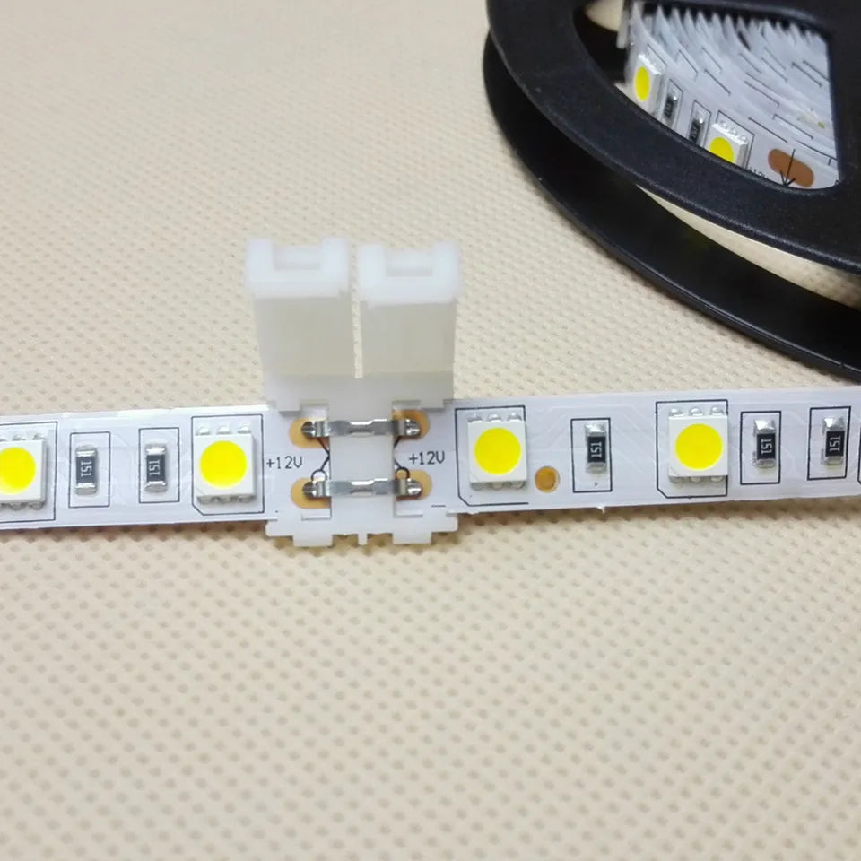 connecteur câble ruban led 8mm 10mm broches blanc rouge noir adhésif
