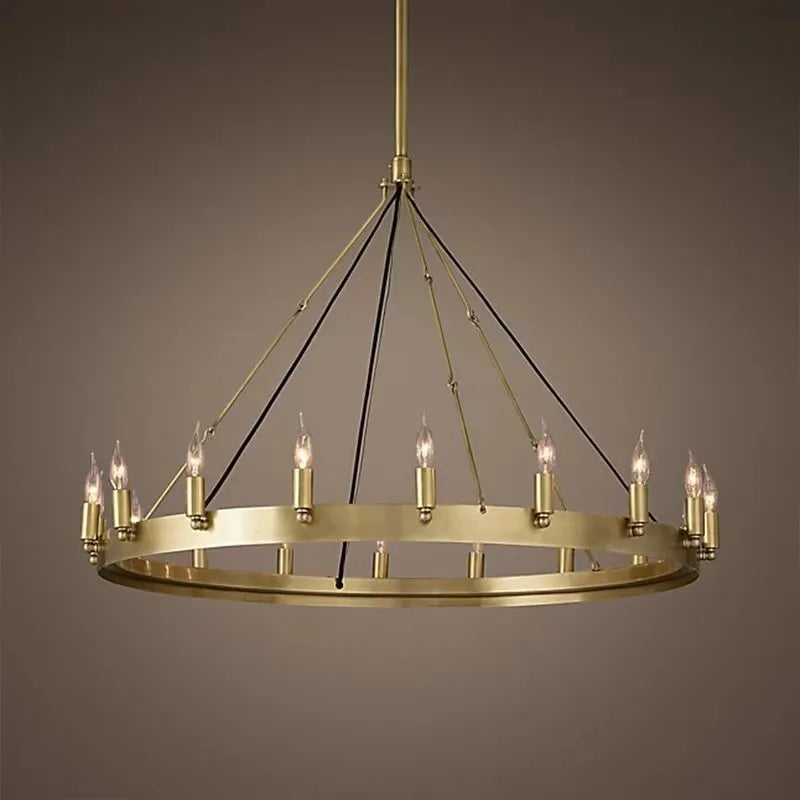 lustre moderne industriel noir or 15 ampoules suspension salon chambre