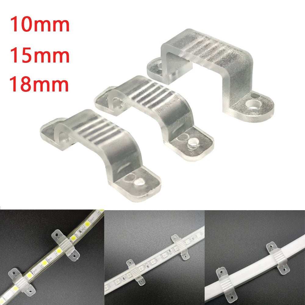 clips fixation ruban led transparent 10mm 15mm 18mm 5050 5630 3528 v1v12v20v