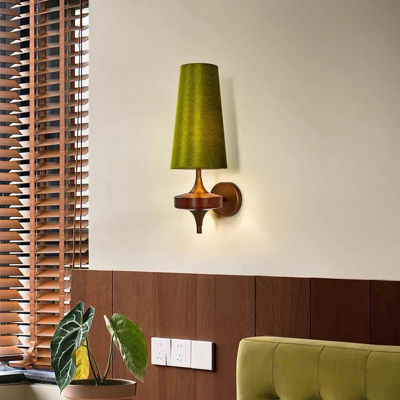 lampe murale led moderne bois marron abatjour texturé vintage chambre salon