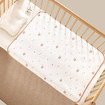 tapis bébé blanc imprimé ours lapins points dorés doux décoratif