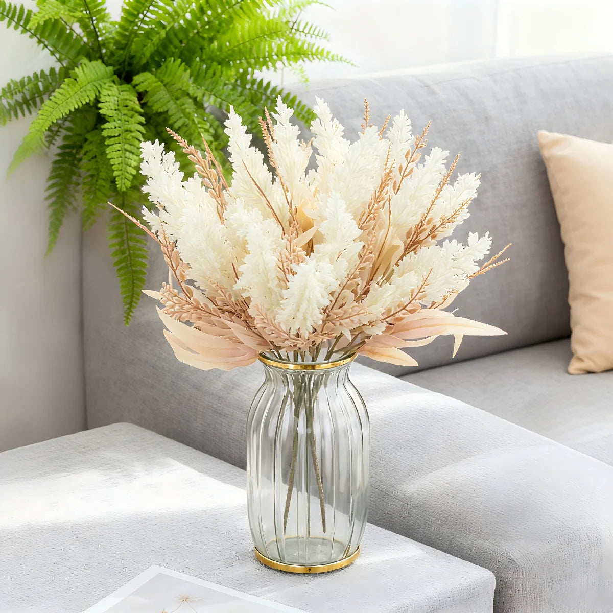 bouquet fleurs séchées naturel vase transparent rustique intérieur extérieur décoration mariage table événement