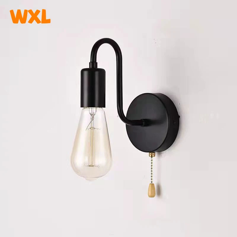 lampe murale moderne fer noir fixe 15cm largeur 18cm hauteur interrupteur ampoule