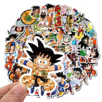 stickers dragon ball personnages occasion fete papier anime orange noir bleu blanc 100pcs