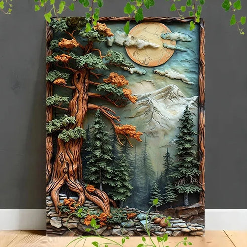 plaque murale aluminium paysage nature décor maison jardin extérieur réaliste