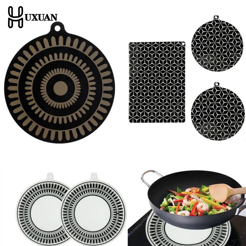 protecteur plaque cuisson silicone noir beige motif géométrique moderne opacité