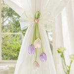 ruban fenêtre tulipes pendentifs blanc vert bleu violet rose décoratif semi transparent