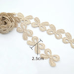 ruban dentelle fleurs nœuds beige clair décoratif polyester soluble eau tricot bricolage partenaire longueur