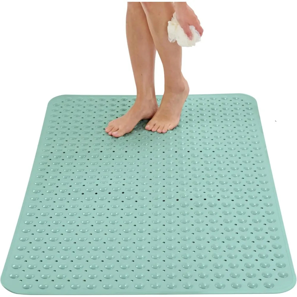 tapis douche antidérapant vert clair ventouses salle bain drainage rapide