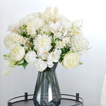 bouquet fleurs artificielles soie mariage décoration maison blanc rose bleu clair vert classiqueintérieur vase