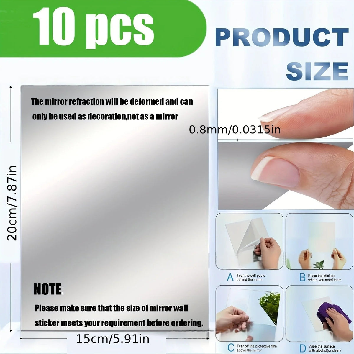 stickers miroirs transparents acrylique adhésifs modernes decoration salon abstraits 15cm 20cm 10pcs 20pcs