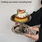 support dessert argenté élégant détails sculptés classique fruits légumes photo accessoire
