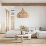 suspension rotin tressé naturel moderne rustique chaîne métallique opacité 60cm chambre restaurant