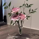 vase transparent moderne photo frame hydroponique minimaliste couleurs rose violet marron