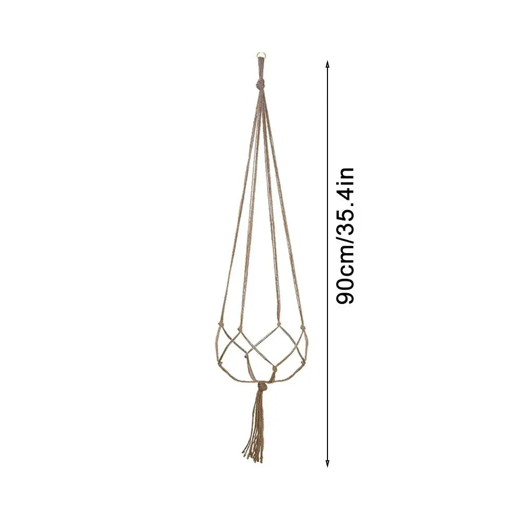 panier suspendu macramé main boho rustique plante anneau métallique blanc noir beige 90cm