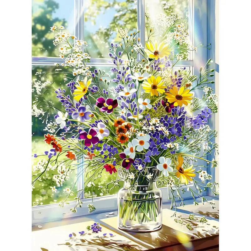 tableau peinture fleurs animaux pop art diy decoration maison kit peinture pinceaux numeros