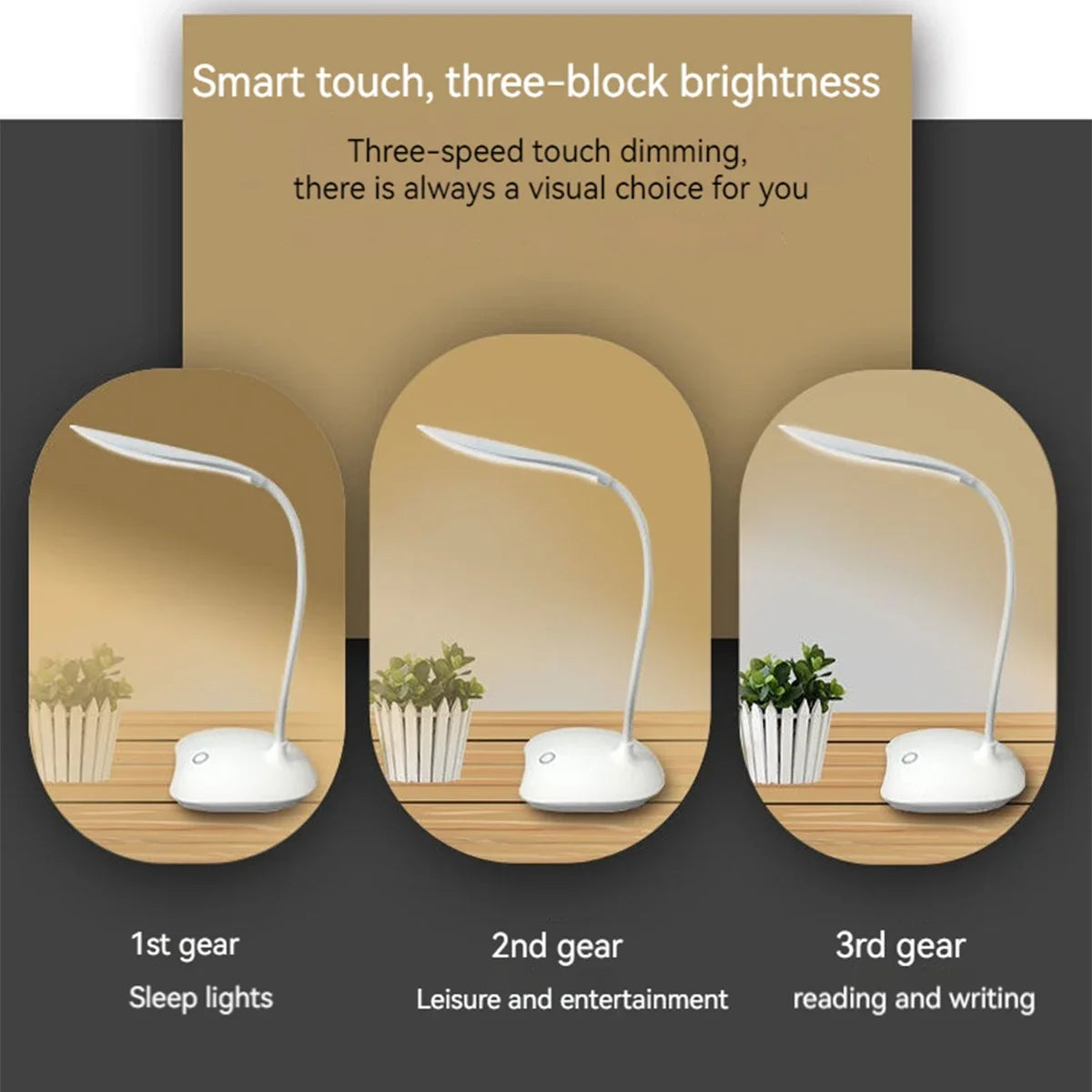lampe led portable usb rechargeable touch dimming protection yeux moderne