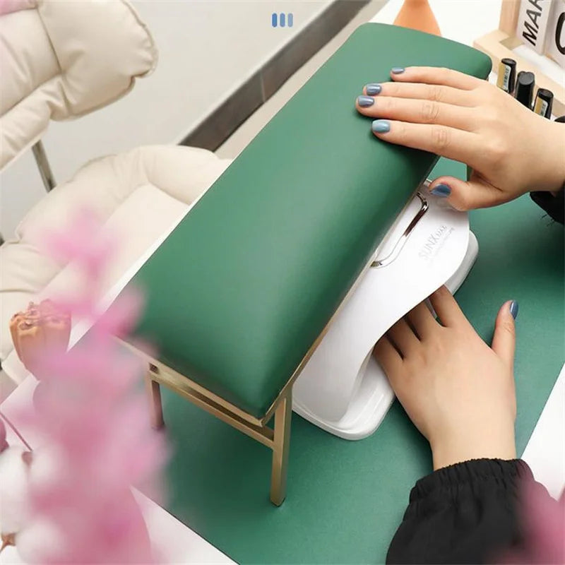 support main cuir imitation marbre moderne gris orange vert manucure salon nail art tapis