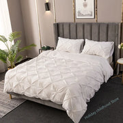 housse couette plissée losange blanc rose moderne élégante deux taies oreillers fermeture éclair