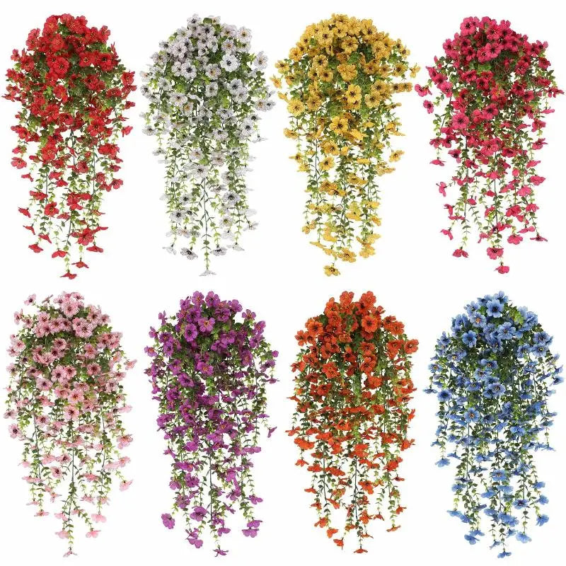 guirlande fleurs artificielles rouge blanche jaune rose violet bleu moderne intérieur décoration maison festive