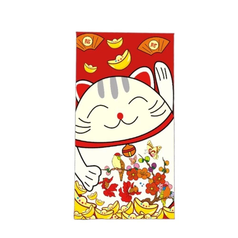 enveloppes rouges traditionnelles chinoises chat porte bonheur fleurs cerisier symboles finance caractères chinois festif