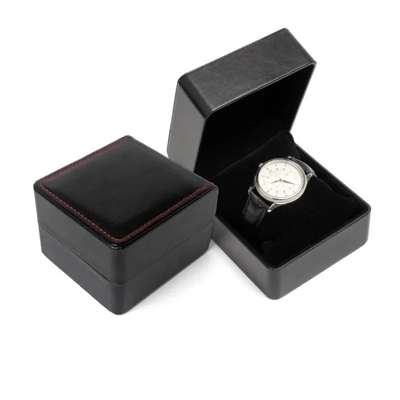 présentoir montre cuir classique argenté noir boîte rangement bracelet métallique organizer bijoux voyage