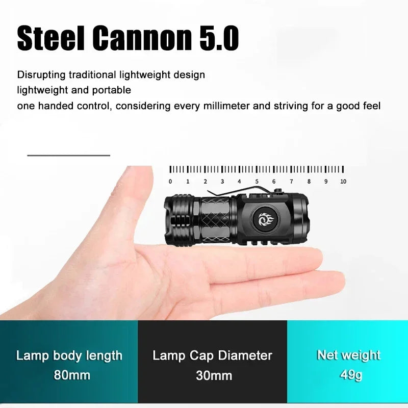 lampe torche rechargeable led 1000lm noir clip étanche 18350 compact usb emergency camping